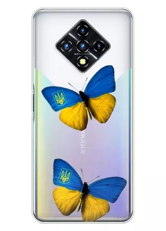 Чехол для Infinix Zero 8i из прозрачного силикона - Бабочки из флага Украины