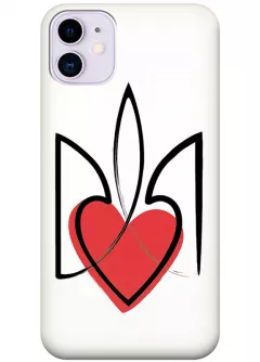 Чехол на iPhone 11 с сердцем и гербом Украины