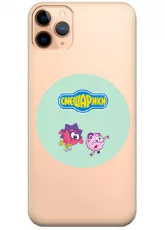 iPhone 11 Pro чехол из прозрачного силикона - Smeshariki Смешарики логотип с Ежиком и Барашкой прозрачный чехол