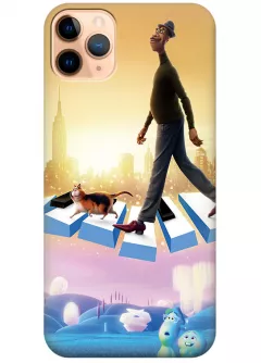 iPhone 11 Pro чехол из силикона - Soul Душа главный герой и кот ходят по мосту из клавиш