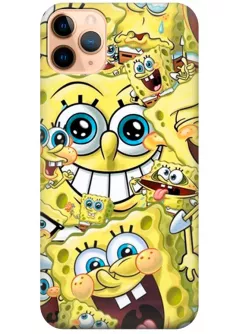 iPhone 11 Pro чехол из силикона - SpongeBob SquarePants Губка Боб Квадратные Штаны коллаж из эмоций