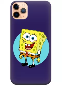 iPhone 11 Pro чехол из силикона - SpongeBob SquarePants Губка Боб Квадратные Штаны улыбается фиолетовый чехол