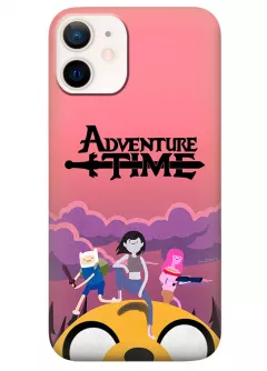 iPhone 12 Mini чехол силиконовый - Adventure Time Время приключений лого с героями Маршалл Ли Финн Парнишка Принцесса Жвачка и Джейк
