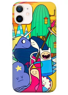iPhone 12 Mini чехол силиконовый - Adventure Time Время приключений Финн Парнишка поет герои слушают