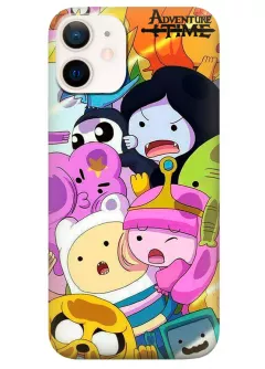iPhone 12 Mini чехол силиконовый - Adventure Time Время приключений герои мультсериала в удивлении