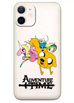 iPhone 12 Mini чехол силиконовый прозрачный - Adventure Time Время приключений Финн Джейк и Принцесса Жвачка на единороге прозрачный чехол