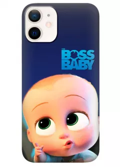 iPhone 12 Mini чехол силиконовый - Baby Boss Босс-молокосос лого наблюдающий младенец Бэби Босс