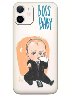 iPhone 12 Mini чехол силиконовый прозрачный - Baby Boss Босс-молокосос лого малыш приказывает и пьет молоко прозрачный чехол