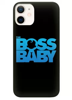 iPhone 12 Mini чехол силиконовый - Baby Boss Босс-молокосос логотип на черном фоне черный чехол