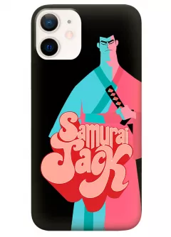 Айфон 12 Мини чехол силиконовый - Samurai Jack Самурай Джек лого вектор-арт черный чехол