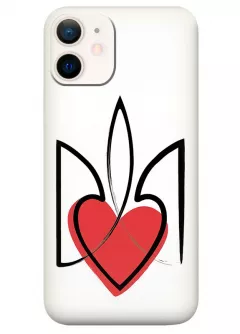Чехол на iPhone 12 Mini с сердцем и гербом Украины