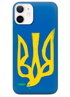 Чехол на iPhone 12 Mini с сильным и добрым гербом Украины в виде ласточки