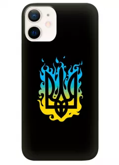 Чехол на iPhone 12 Mini с справедливым гербом и огнем Украины