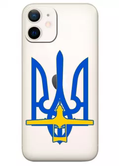 Чехол для iPhone 12 Mini с актуальным дизайном - Байрактар + Герб Украины