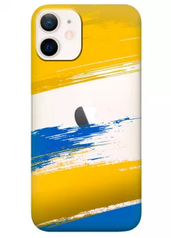 Чехол на iPhone 12 Mini из прозрачного силикона с украинскими мазками краски
