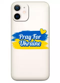 Чехол для iPhone 12 Mini "Pray for Ukraine" из прозрачного силикона