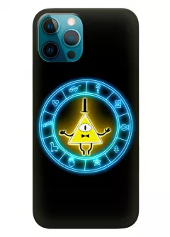Чехол для Айфон 12 Про из силикона - Gravity Falls Гравити Фолз Bill Cipher Neon Logo черный чехол