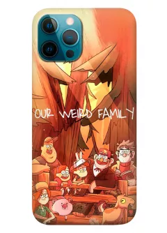 Чехол для Айфон 12 Про из силикона - Gravity Falls Гравити Фолз Our Weird Family семья Пайнс вся вместе