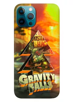Чехол для Айфон 12 Про из силикона - Gravity Falls Гравити Фолз зеркальный логотип второго сезона