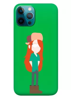 Чехол для Айфон 12 Про из силикона - Gravity Falls Гравити Фолз Венди Кордрой вектор-арт зеленый чехол
