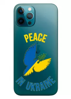 Чехол для iPhone 12 Pro Max Peace in Ukraine из прозрачного силикона