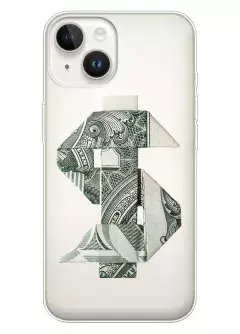 Силиконовый прозрачный чехол для iPhone 13 - Доллар аригами