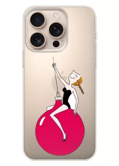 iPhone 13 Pro прозрачный силиконовый чехол с картинкой - Девушка на новогоднем шаре