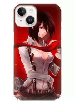 iPhone 14 чехол - Атака на титанов Attack on Titan заплаканная Микаса Аккерман 