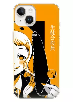 Чехол с аниме на iPhone 14 - Безумный азарт Маньяк азартных игр Какэгуруи Kakegurui Compulsive Gambler Мэри Саотомэс леденцом вектор-арт 