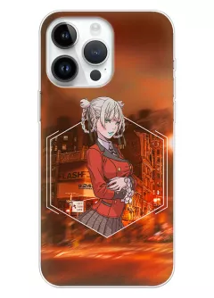 iPhone 14 Pro Max чехол - Безумный азарт Маньяк азартных игр Какэгуруи Kakegurui Compulsive Gambler Кирари Момобами на фоне города