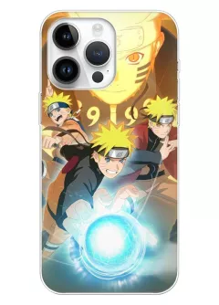 iPhone 15 Plus чехол с аниме картинкой силиконовый - Атака Наруто