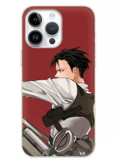 iPhone 15 Plus чехол - Атака на титанов Леви Аккерман в бронежилете