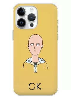 iPhone 15 Plus чехол - Ванпанчмен Человек одного удара One Punch-Man Wanpanman OK Сайтама вектор-арт