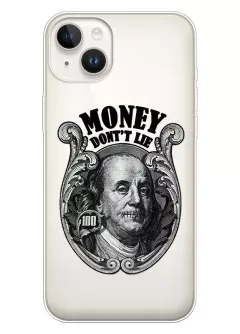 Силиконовый чехол для iPhone 15 Plus - Money don't lie
