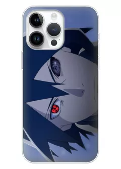 iPhone 15 Pro Max чехол с аниме картинкой силиконовый - Двуликий Саске Учиха