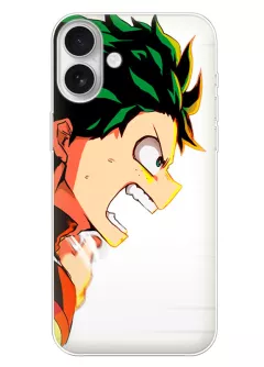 Чехол для iPhone 16 Plus - Крик Изуку Мидория крупным планом, My Hero Academia
