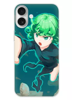 iPhone 16 Plus чехол - Ванпанчмен Человек одного удара One Punch-Man Wanpanman Сайтама в атаке