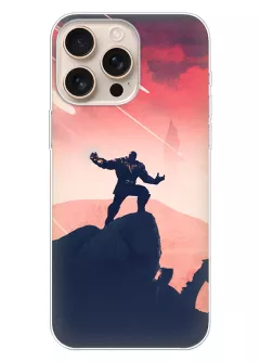 Чехол для iPhone 16 Pro Max - Танос Thanos вызывает мощь природы с помощью перчатки бесконечности