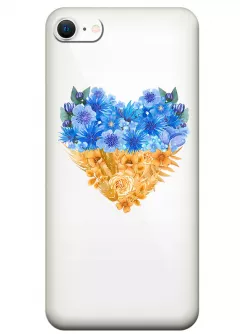 Патриотический чехол iPhone 8 с рисунком сердца из цветов Украины