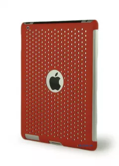 Самый тонкий чехол на iPad 2/3, красный, пластик, перфорированный
