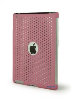 Самый тонкий чехол на iPad 2/3, розовый, пластик, перфорированный