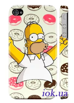 Чехол для iPhone 4/4S - Счастливый Гомер