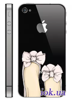 Прозрачный силиконовый чехол для iPhone 4/4S - Балетки