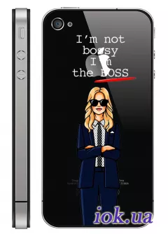 Прозрачный силиконовый чехол для iPhone 4/4S - I'm the Boss