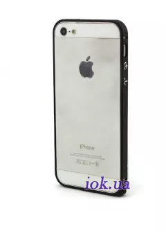 Тонкий алюминиевый бампер на iPhone 5/5S - Crossline, черный