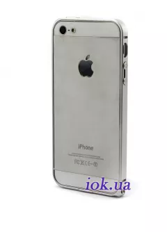 Тонкий алюминиевый бампер на iPhone 5/5S - Crossline, серебряный