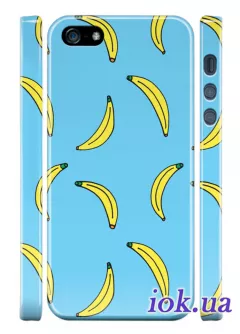 Голубой чехол для iPhone 5/5S с бананами