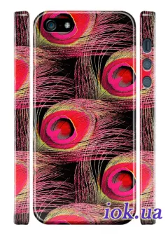 Чехол с розовым пером для iPhone 5/5S