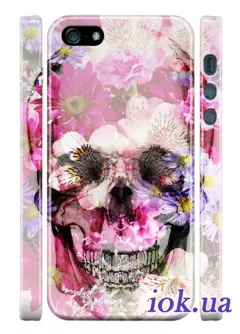 Чехол с черепом в цветочки для iPhone 5/5S