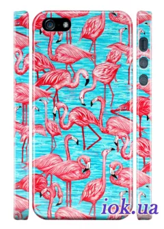 Чехол для iPhone 5/5S - Экзо фламинго